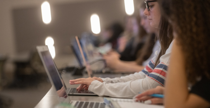 Students working on computers