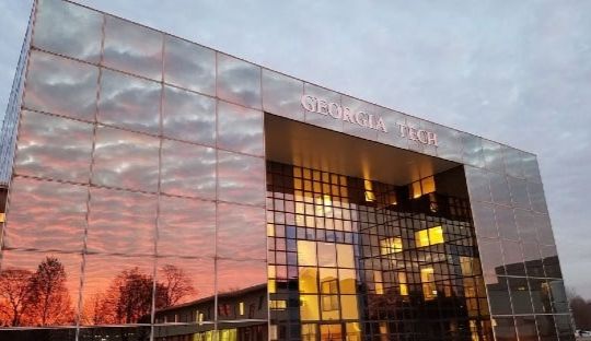 Sunset on Ga Tech building