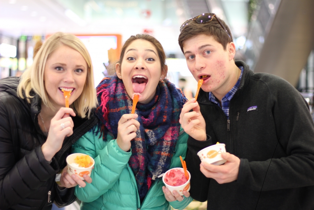 Students eating ice cream